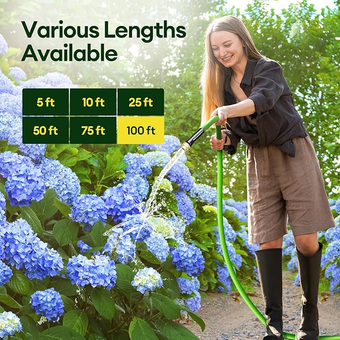 100 ft Garden Hose, 5/8 in ID, Heavy-Duty, Leakproof, Kink-Resistant Water Hose with Swivel Brass Fittings, 600 PSI Burst Rating, Ideal for Car Wash & Lawn Watering