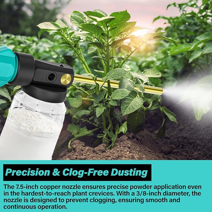 Electric Diatomaceous Earth Duster Compatible for Makita 18V Battery(Battery Not Included), Garden Dust Applicator with 1L Capacity and 7.5" Nozzle, Versatile Leaf Blower & Powder Sprayer