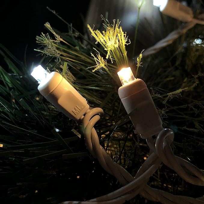 5MM Christmas Lights Warm White and Cool White LED String Lights, 50 LEDs 120V UL, 17FT White Wire Christmas Lights for Indoor & Outdoor Use, Holiday Party Decorations,Trees, Light Displays