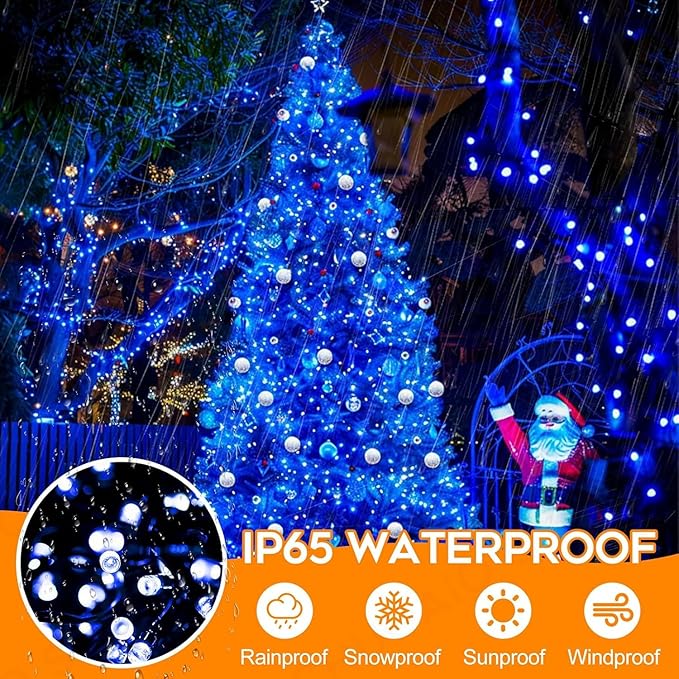 132FT 400 LED Christmas Lights with Timer, Twinkle Fairy Lights String with 8 Flashing Modes String Lights for Indoor Bedroom Outdoor Christmas Trees Garland Wreath Holiday Decorations, Blue