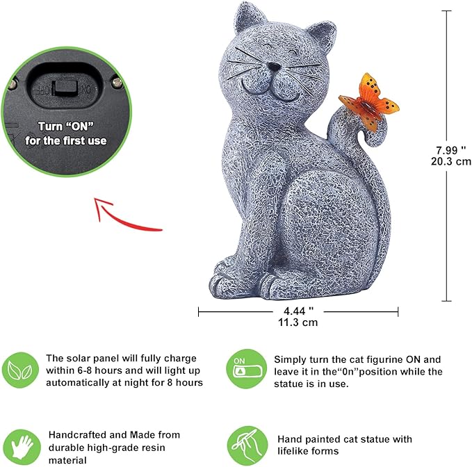 Nacome Cat Outdoor Statues for Garden: Outside Decor with Butterfly Clearance for Yard Art Lawn Ornaments Porch Patio Balcony Home House - Birthday Gifts for Grandma Mom Women