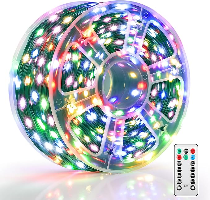 Mlambert 1200 LED Christmas Lights 394FT, Outdoor Waterproof Dimmable Fairy Lights with Remote, 8 Modes Indoor Lighting for Holiday Décor, Multicolor