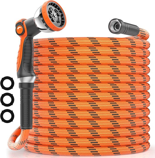 Garden Hose 100 ft, Water Hose Heavy Duty, Flexible Lightweight Non-Expanding Hose with 10 Function Sprayer, Leak-Proof, Burst-Resistant, High-Pressure, Anti-Kink for Yard and Outdoor