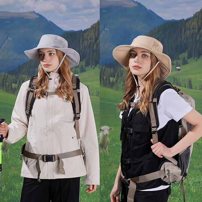 Sun Hat for Men/Women, UPF 50+ Fishing Hat,Waterproof Wide Brim Bucket Hat Foldable Boonie Hat for Hiking Garden Safari Beach