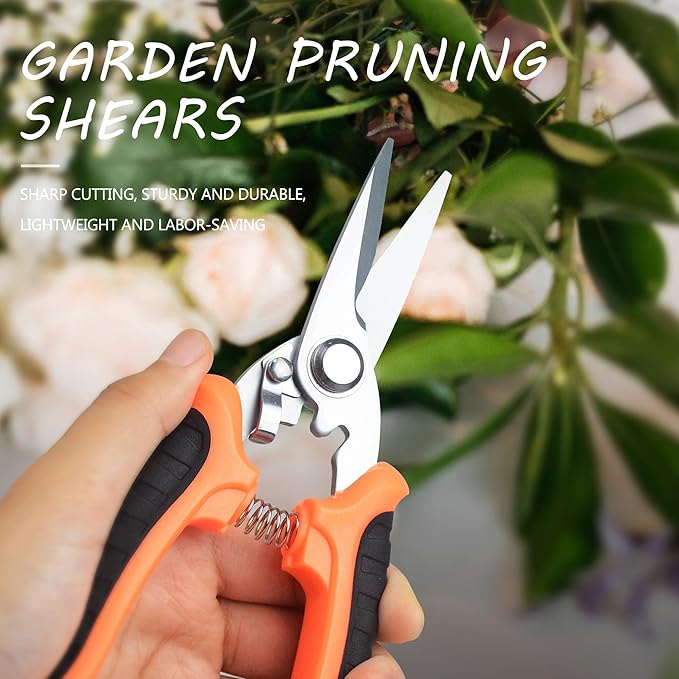 Pruning Shears Gardening Scissors Tools: 3pcs Outdoors&Indoor Garden Clippers, Rose Snips, Plant Clippers, Wood Pruner, Gardener Work Accessories for Flower Arrangement, Yard Landscaping (Multi-color)