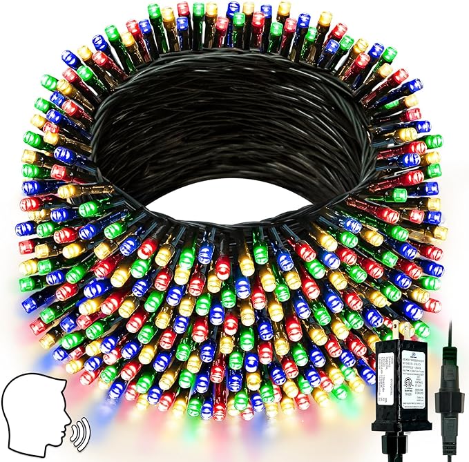 Voice Controlled Smart Christmas Lights Outdoor, 75.8ft 200 LED Extendable String Lights with 7 Voice Commands, 12 Modes & Timer, Waterproof Christmas Decorations for Party Tree Garden(Multicolor)