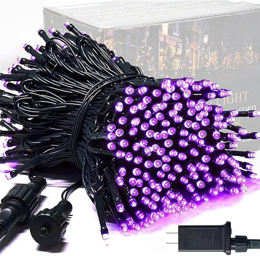JMEXSUSS 250 LED Halloween String Lights, 91.5ft Purple Halloween Lights Outdoor Waterproof, 8 Lighting Modes Connectable Christmas Tree Light for Yard Patio Party Holiday Decorations