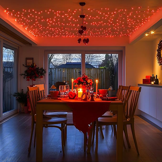 JMEXSUSS 250 LED Red Halloween Lights Indoor Outdoor Waterproof with 8 Modes, 91.5ft Expandable Red String Lights for Bedroom Tree Patio Garden Party Holiday Decorations