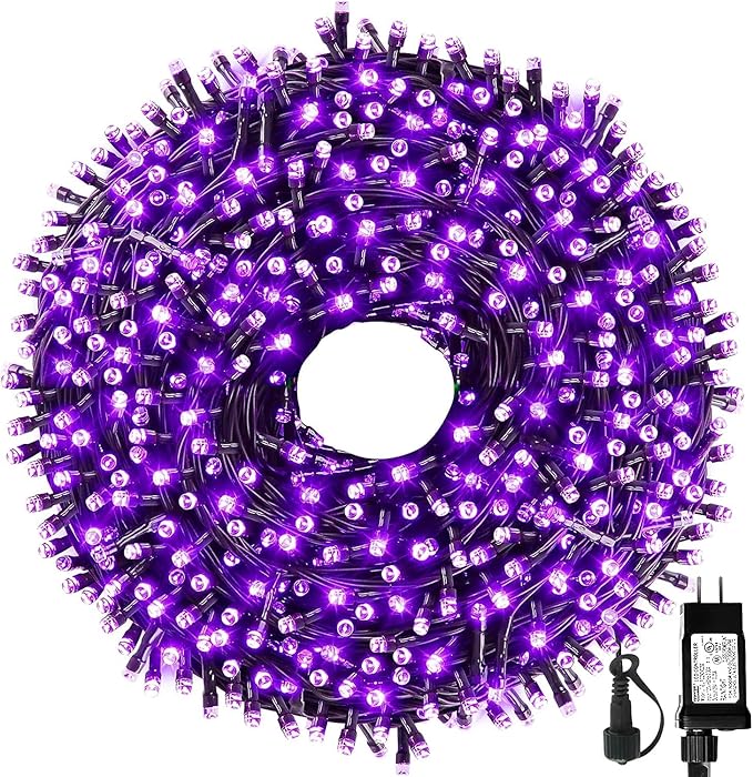 105FT 300LEDs Christmas Lights Outdoor Indoor 8 Modes for Christmas Tree Party Decoration, 100% UL Listed (Purple, 105 FT)