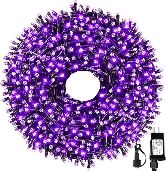 105FT 300LEDs Christmas Lights Outdoor Indoor 8 Modes for Christmas Tree Party Decoration, 100% UL Listed (Purple, 105 FT)