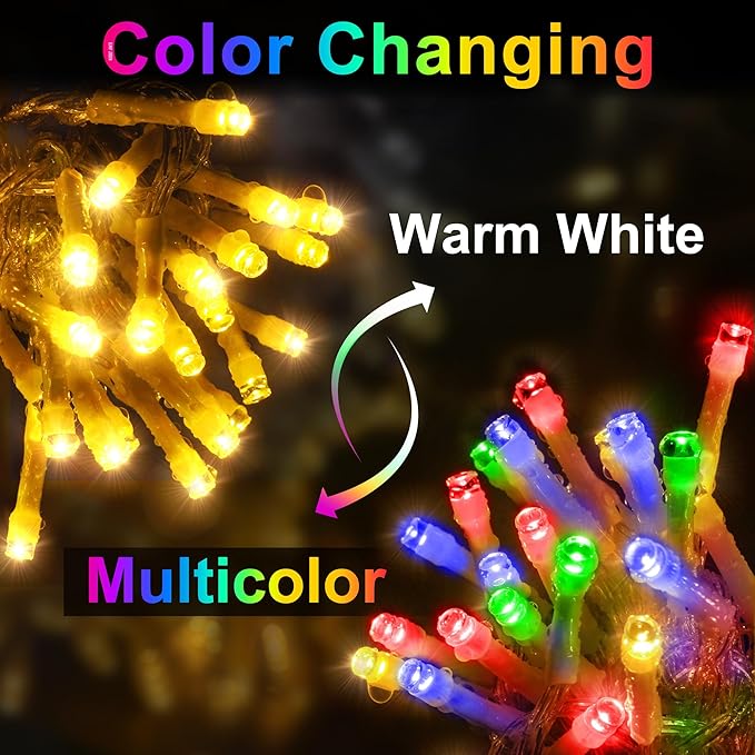 KNONEW 403ft 1000 LED Christmas Lights Color Changing String Lights Outdoor with 11 Modes for Xmas Tree Trunk Yard Porch Outdoor Wedding Party Decorations (Warm White to Multicolor)