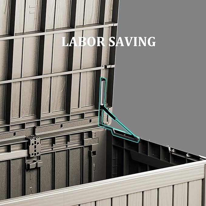 200 Gallon Outdoor Storage Bench Waterproof - Resin Deck Storage Chest for Patio & Pool, Lockable Outdoor Storage Box for Cushions & Tools, UV-Resistant, Granite Grey