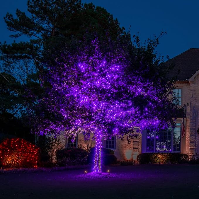 TW SHINE Halloween Lights, 400 LED 132FT Outdoor Halloween Lights Plug in with 8 Modes, Waterproof Christmas Light Outdoor, Indoor Decorations for Party Yard Haunted House Decor, Purple