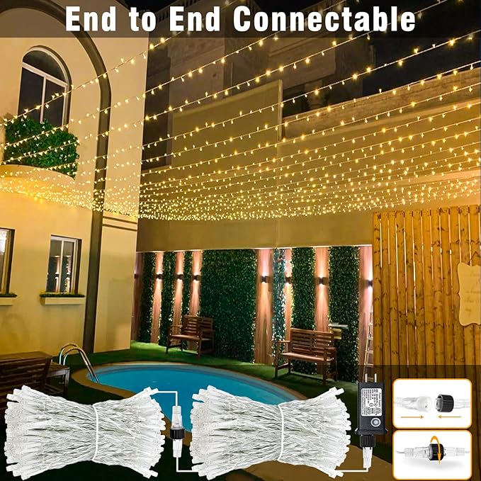 165FT 500 LED Christmas Lights, Plug in Christmas String Lights with Waterproof, 8 Modes Twinkle Fairy Lights for Xmas Garden Tree Holiday Decorations, Warm White