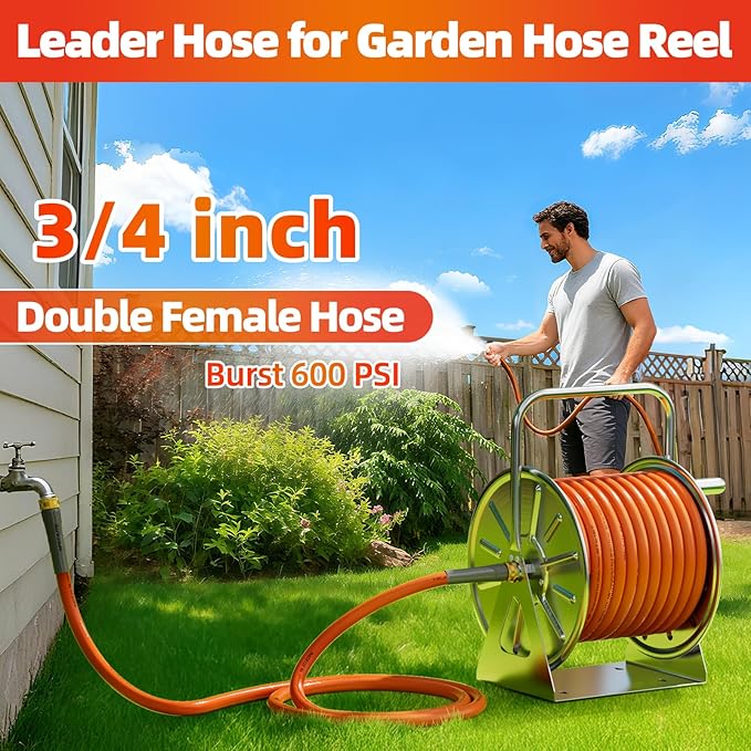 SPECILITE Garden Water Hose 10 ft x 3/4 in with Female to Female Connector, Small Leader Hose for Hose Reel, Heavy Duty, Flexible & Lightweight, Water Pipe, Outdoor Water Hose Extension Adapter