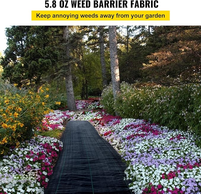 VEVOR Weed Barrier Fabric, Heavy Duty 4x100FT 5.8oz Woven Landscape Fabric, Garden Fabric Weed Barrier, Weed Control Fabric Ground Cover, Geotextile Fabric for Landscaping, Weed Block Gardening Mat
