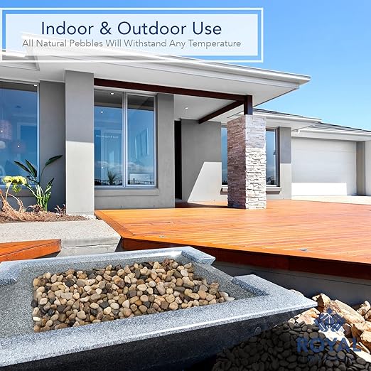 Royal Imports 5LBS River Rocks Decorative Ornamental Pebbles, Garden Landscaping Stones, Gravel Filler for Plants, Vases, Succulents, Home Decor, Aquariums, Crafting, Animal Habitat - Large Light