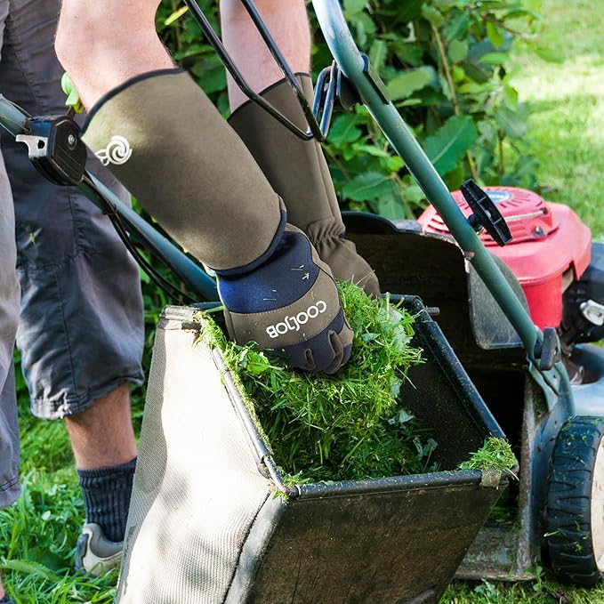 COOLJOB Thorn Proof Rose Pruning Garden Gloves for Men, Longer Sleeve Padded Yard Work for Bush, Blackberry, Cactus, Heavy Duty/Puncture Resistant/Machine Washable, Large-Pro, Navy