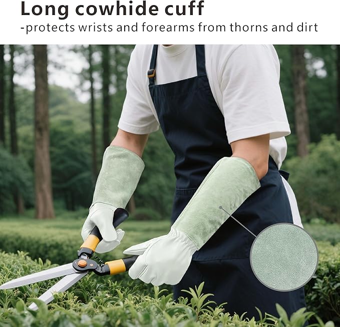 Rose Pruning Gloves Thorn Resistant, Embroidery Gardening Gloves with Extra Long Forearm Protection