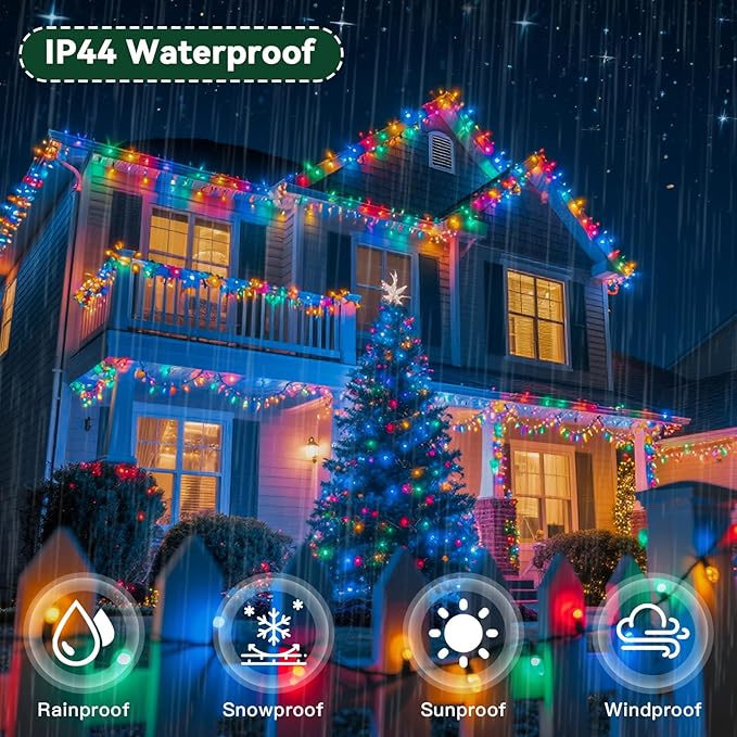 Christmas Lights Indoor Outdoor Waterproof, 132FT 400 LED Multicolor String Lights for House Decorations, Ideal for Christmas Trees, Wedding, and Party