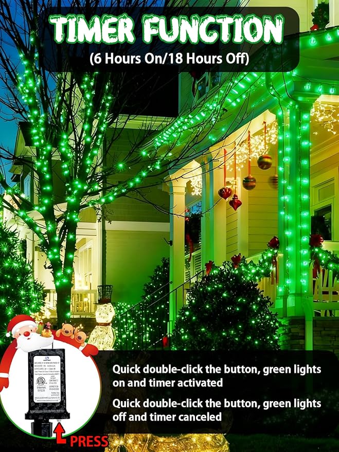 240 LED 78FT C6 Halloween String Lights, Super Long Christmas Lights Outdoor Indoor with 13 Modes & Timer, Waterproof Fairy Twinkle Light Plug in for Tree Garden Party Xmas Decorations (Green)