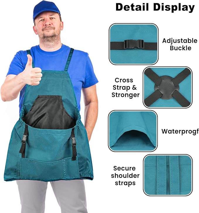 Gardening Apron, Garden Apron with Quick Release Pockets,Water Resistant Oxford with Adjustment Cross Strap,Farm Work