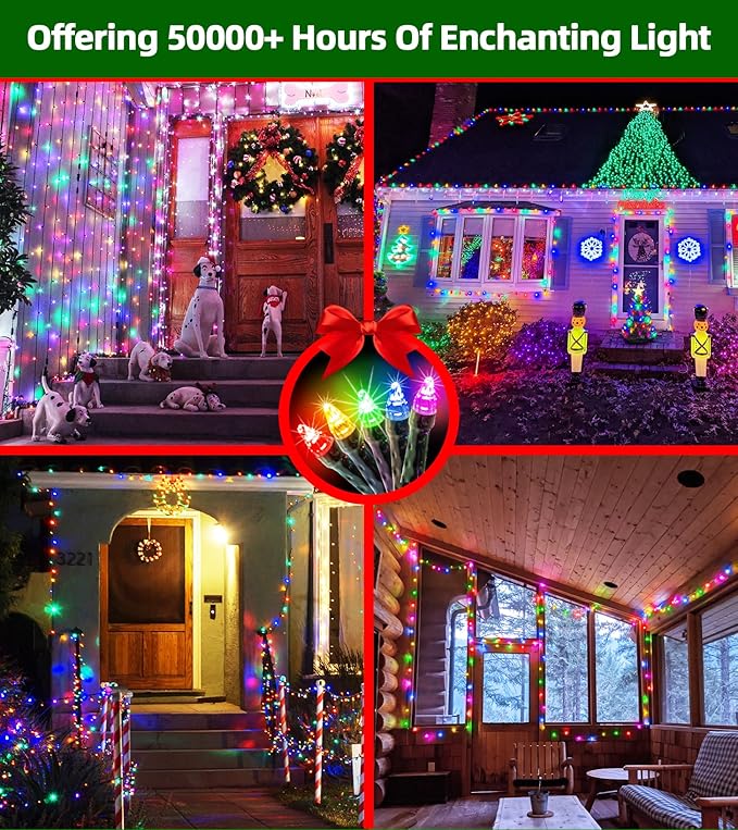 300LED Christmas Lights Outdoor Indoor Use, 12 Lighting Modes 75ft Christmas Tree Lights with Timer, Dimmable Multicolor LED StringLights Waterproof for Yard Tree Wedding Party Holiday Multicolor