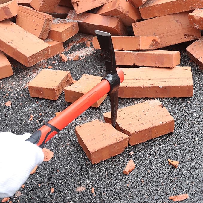 2 PCS 15 Inch Pick Mattock Hoe, Forged Weeding Garden Pick Axe with Fiberglass Handle, Pick Mattock Hoe for Loosening Soil, Gardening, Camping, by GENHAKON.