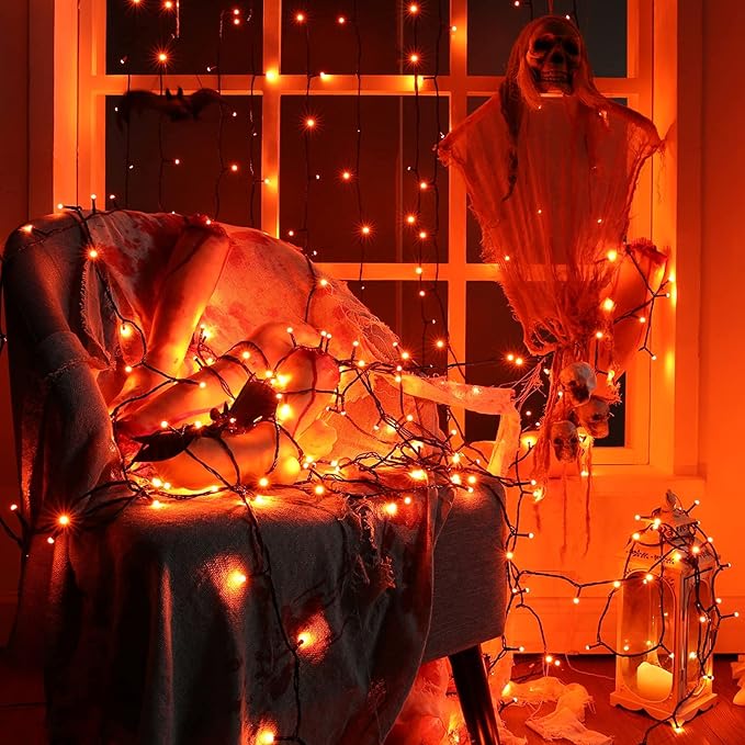 Toodour Halloween Orange Lights, 131ft 350 LED Plug in String Lights with 8 Modes and Timer, Connectable, Waterproof Halloween Outdoor Lights for Home, Party, Garden,Holiday Decorations