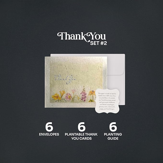 Thank You Set Greeting Card – Plantable Wildflower Seed Paper for Gifts, Special Events Like Mother's Day, and Other Milestone Celebrations