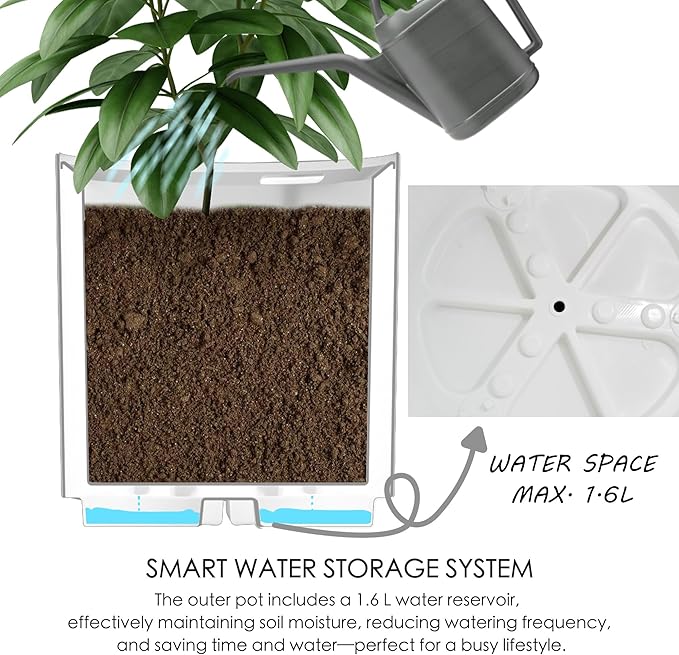 Kozyard Round Planter 16’’H Plant Pots for Indoor Outdoor Porch, Patio, Backyard Planters with Water Reservoir Modern Décor for Tall Plants, Flowers (16inch/White)