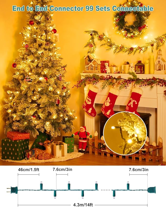 Brightown LED Christmas String Lights, 14 Feet 50LEDs Clear Mini Lights Plug in, Connectable Christmas Tree Lights for Indoor Outdoor Bedroom Wreath Garland Holiday Party Wedding Christmas Decoration