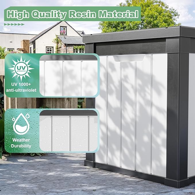 DRATO 50 Gallon Deck Box, Outdoor Storage Box for Patio Cushion, Garden Tools, Waterproof Patio Storage box, Lockable (Black and White)