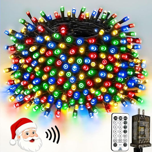 Voice Controlled Christmas Lights with Remote, 132 FT 400 LED String Lights Indoor Outdoor with 12 Modes 3 Timers, Dimmable Twinkle Light Plug in Waterproof for Xmas Tree Party Decor, Multicolor