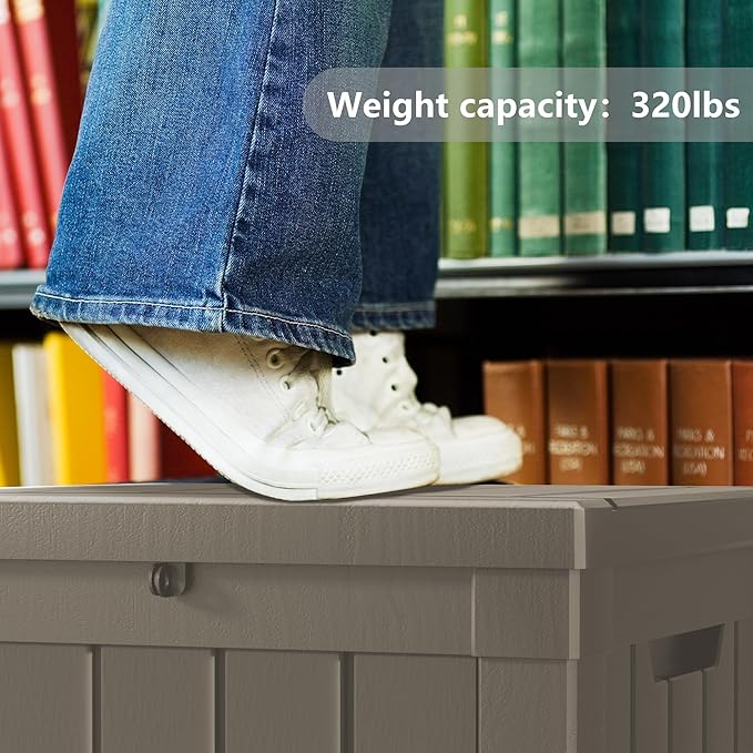 50 GallonOutdoor Storage Box,Resin Deck Boxes Waterproof, IndoorOutdoor Bin for Package Delivery, Patio Cushions, Gardening Tools, Lockable, UV Resistant