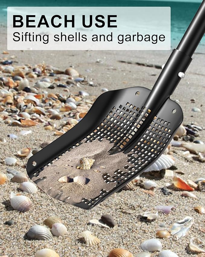 53.93 Inch Sifting Shovel, Heavy Duty Sand Sifter Square Cleaning Scoop Detachable 35-inch Short Sifter for Beach Chicken Coop/Animal House Poop Shovel