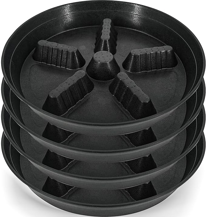 4 Pack Plant Saucer 12 inch, 8 10 14 17 inch, Plant Stand Plastic Plant Saucers for Indoors Outdoor, Heavy Duty Flower Saucers for Potted Plants, Pot Saucers for Plants, Grow Bags Saucers
