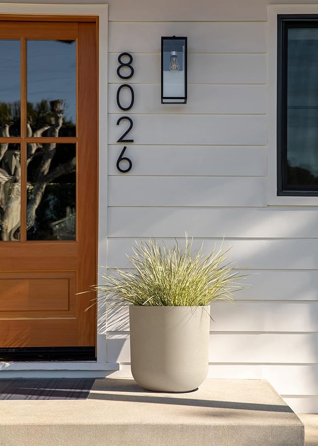 Veradek Round Lima Plastic Planter Pots for Indoor/Outdoor Garden Use, Sand Color, 5 Year Warranty