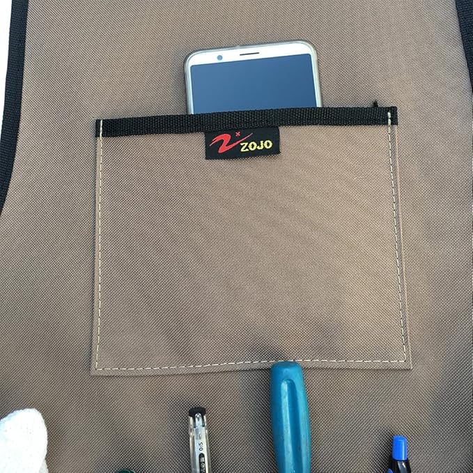 zojo Waterproof Garden Tool Apron with Tool Pockets fit for Gardening Workers mechanics, machinists, artists, chefs, tattoo, barbers, bartenders, gardener and more (Coffee)