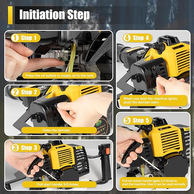 Tree Digger Machine Tree Digger 1250W 2 Stroke 6500RPM Gas Tree Planting Digging Machine Gasoline Planting Garden Tree Digger Shovel Gas Powered Garden Digger Tool Portable Trench Digger-Yellow