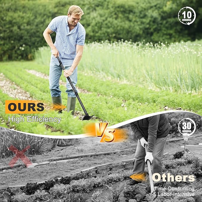 Hoe Garden Tool,Triangle Gardening Hoe with Sharp Blade for Digging,Weeding,Cutting and Loosing Soil,72 Inch Adjustable Length Metal Handle…