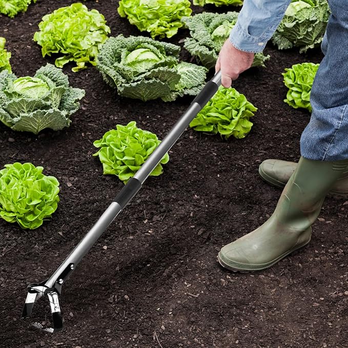 Walensee Action Hoe for Weeding Stirrup Hoe Tools for Garden Hula-Ho with Adjustable 36-66 Inch Scuffle Loop Hoe Gardening Weeder Cultivator Durable Handle Weeding Rake with Cushioned Grip