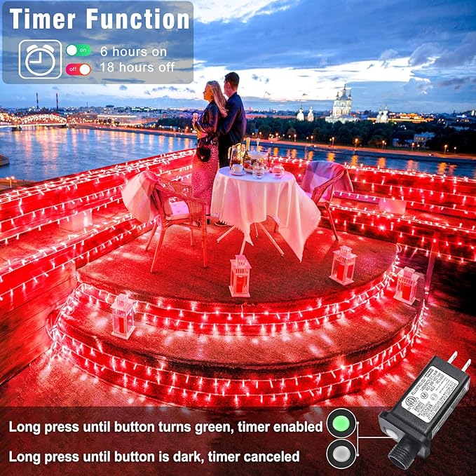 165FT 500 LED Christmas Lights, Plug in Christmas String Lights with Waterproof, 8 Modes Twinkle Fairy Lights for Xmas Garden Tree Holiday Decorations, Red