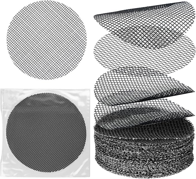 Shudyaer Flower Pot Hole Pad Bonsai Pots Bottom Grid Mat Mesh Round Drainage Mesh Hole Screens Keep Soil from Flowing Away Cuttable Circular Tailorable (50, 4 inch)