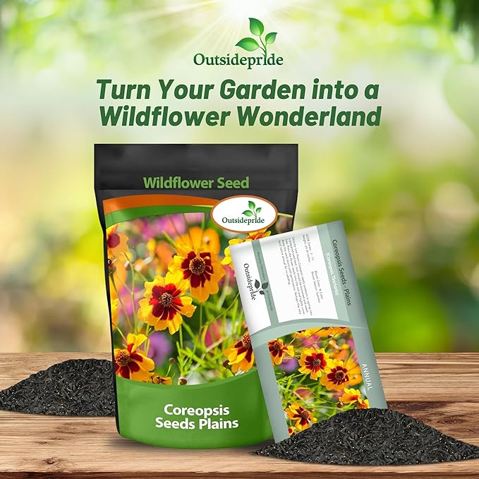 Outsidepride Plains Coreopsis Seeds - 5000 Pcs. Annual, Drought & Humidity Tolerant, Flower Seeds for Planting Vibrant Bicolored Blooms, Ideal for Xeriscaping and Low Maintenance Gardens