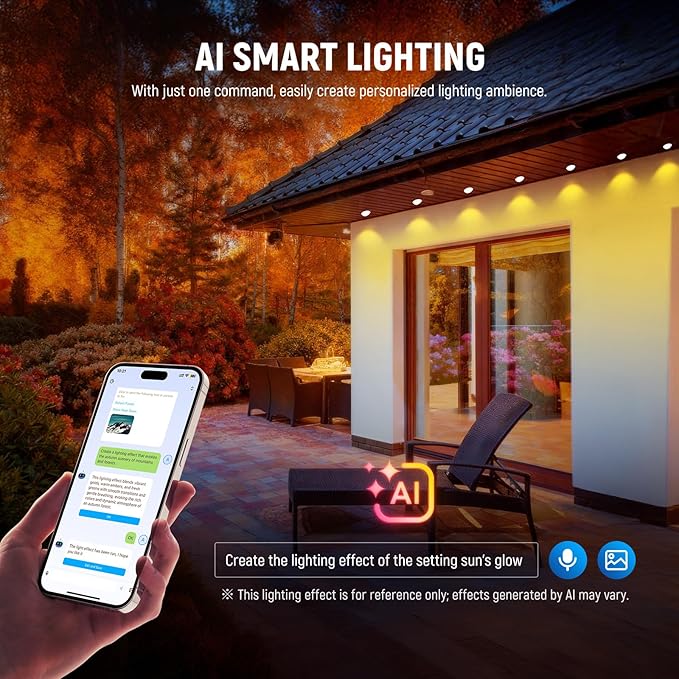 NEEWER 96ft Permanent Outdoor Lights for House Decor, Smart AI RGBCW Outside Eaves String Christmas Lighting with 60 LED Lights App Control 53 Scenes IP67 Waterproof, Compatible with Alexa, NR02