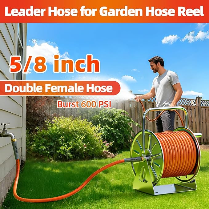 SPECILITE Garden Water Hose 3 ft x 5/8 in with Female to Female Connector, Small Leader Hose for Hose Reel, Heavy Duty, Flexible & Lightweight, Water Pipe, Outdoor Water Hose Extension Adapter