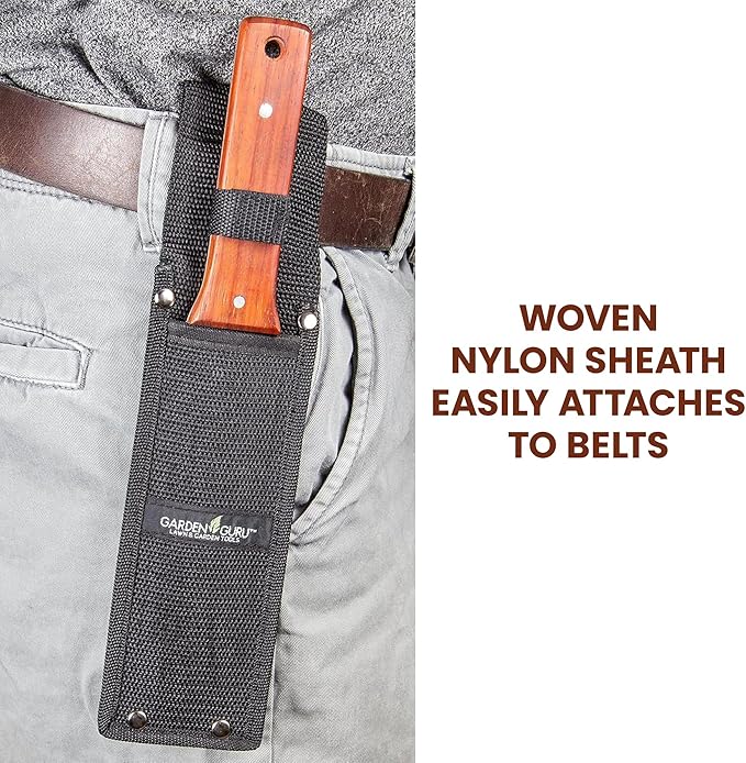 Garden Guru Hori Hori Gardening Knife for Weeding, Digging, Pruning, and Cultivating - Stainless Steel Full Tang Blade | Marks for Measuring Planting Depth