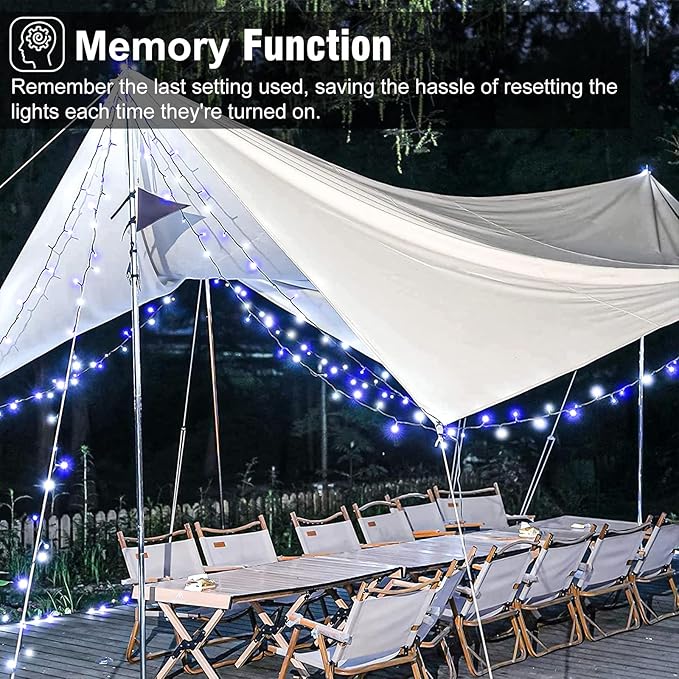 Christmas Lights Outdoor, 66FT 200 LED Christmas Tree Lights with 8 Modes Waterproof, Green Wire Plug in String Light for Indoor Patio Garden Xmas Party Wedding Holiday Decor, Blue White