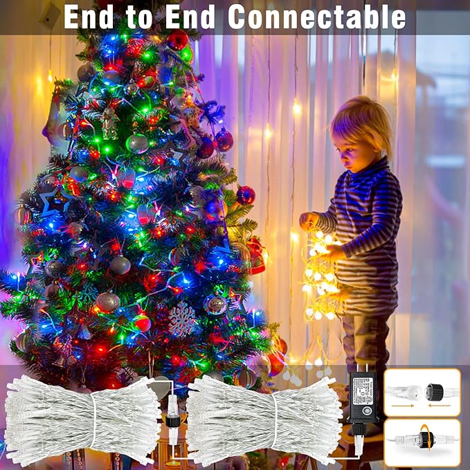 165FT 500 LED Christmas Lights, Plug in Christmas String Lights with Waterproof, 8 Modes Twinkle Fairy Lights for Xmas Garden Tree Holiday Decorations, Multicolor